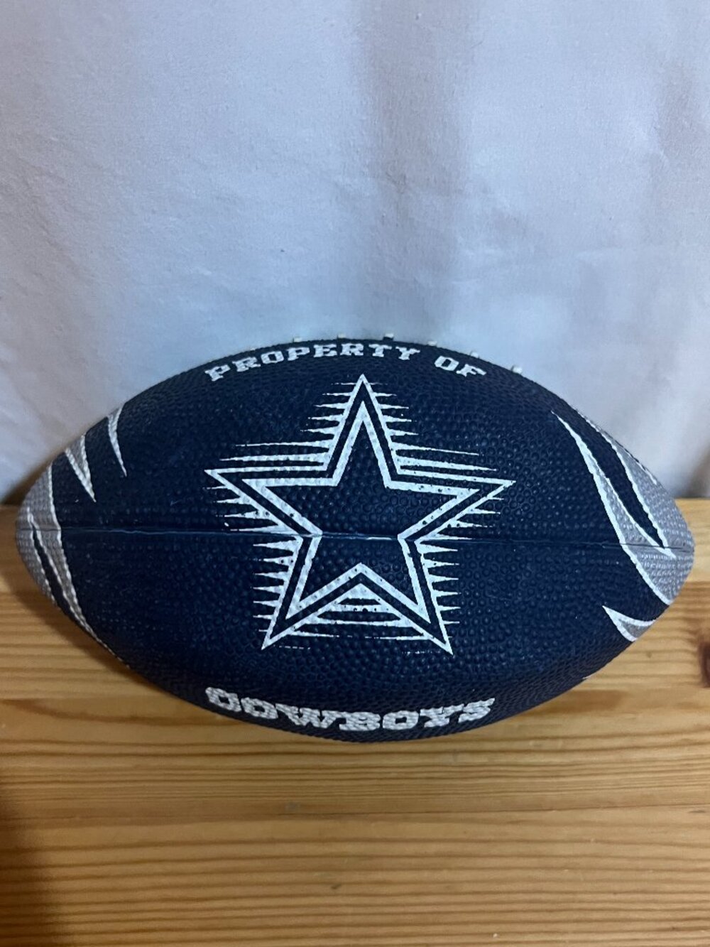 PROPERTY OF DALLAS COWBOYS NFL Mini Rubber LOGO FOOTBALL Good Stuff 9-9.5” Used